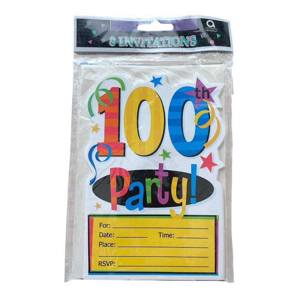 Amscan 100th Birthday Party Invitations with Envelopes - 8 Count